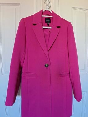RW&CO. Women's Bright Pink Single-Button Pea Coat